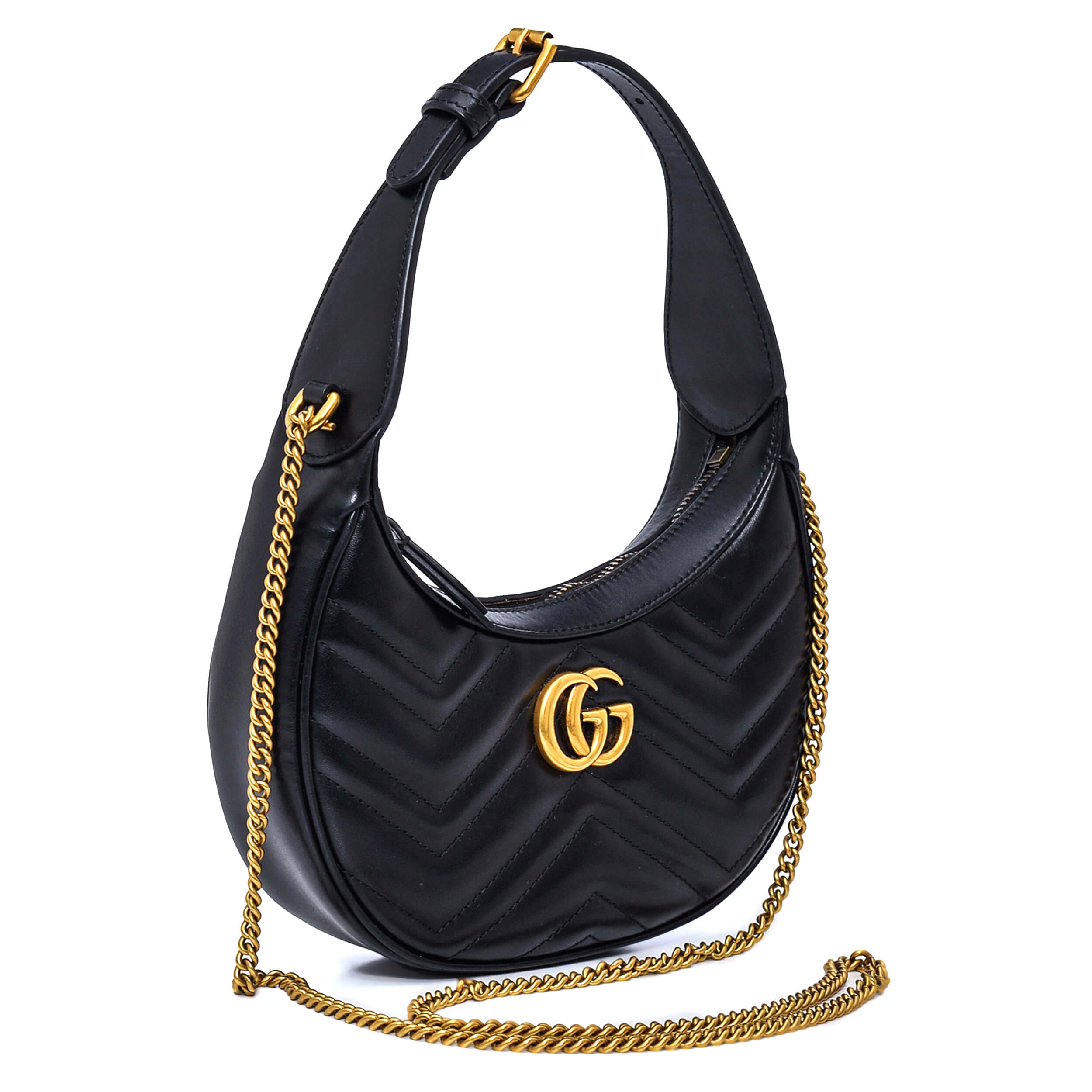 Gucci - Black Marmont Leather Half Moon Mini Bag